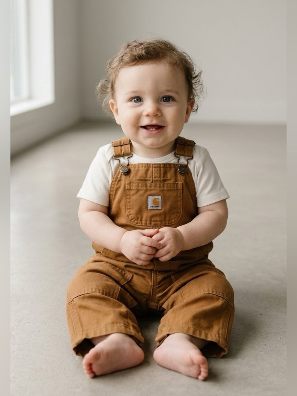 Carhartt Baby Canvas Double Knee Overalls Brown 9M